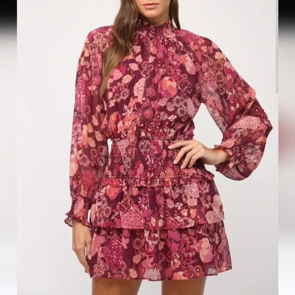 Floral Pink Mini Dress - Picture 2 of 12